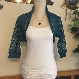 Cefian Bolero Shrug Lightweight Knit Sequin NWT